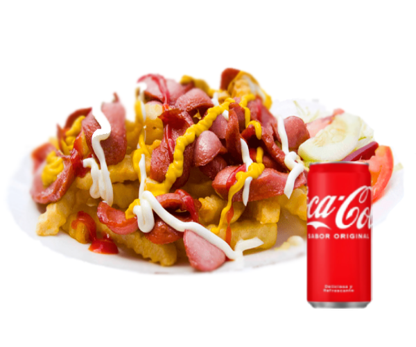 Menú Salchipapa - Carne de kebab y patatas fritas. Incluye cola. en XXL Kebab Rubí